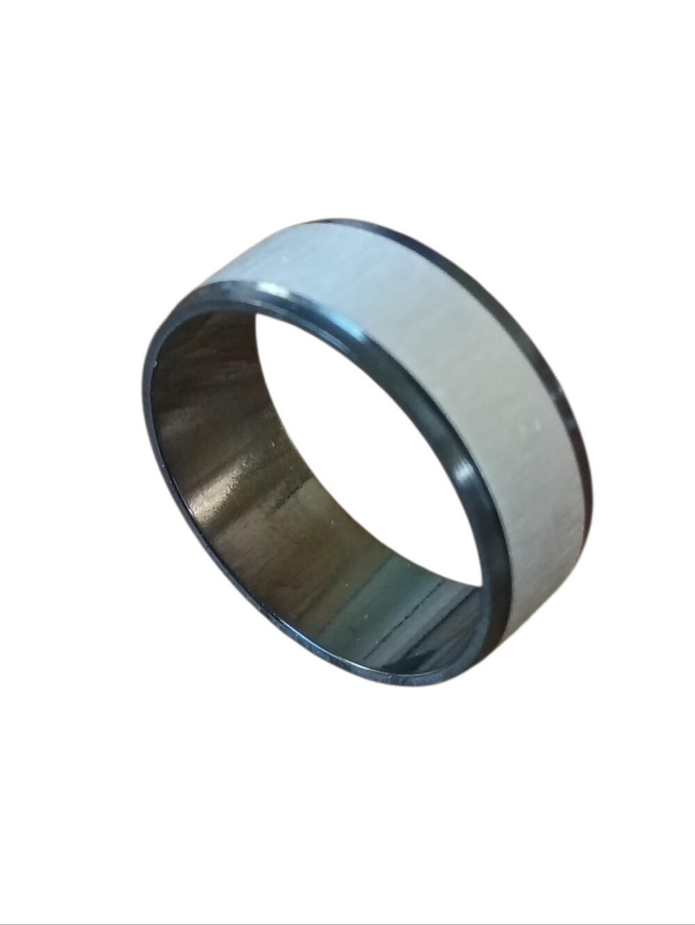 Fashion Jewelry Silver Black Stainless Steel Unisex Size 7 Ring